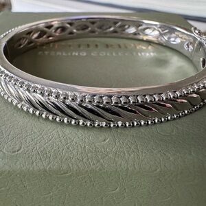 Judith Ripka Silver Textured Bangle 7”